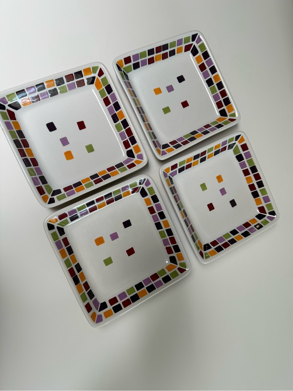 The Pampered Chef Multicolor Tile-Trim Square Ceramic Baking Dish